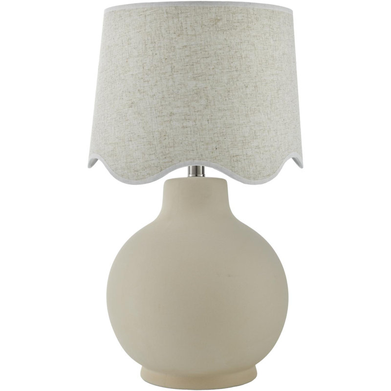 Lampe de table Maura, Crème, crème, Beige, H 22 po x l 15 po x P 15 po
