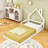 Wood Floor Bed With Playful House-Shaped Headboard And Slats-385186542-385186448
