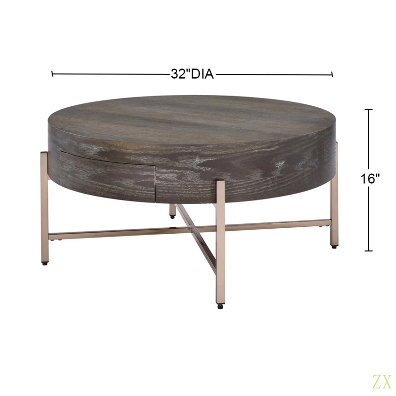 Drum Coffee Table With 1 Drawer