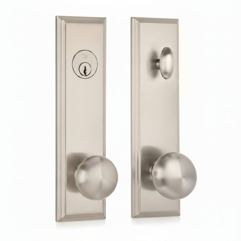 Boutons Atteberry avec pêne dormant, Nickel satiné, Droite
