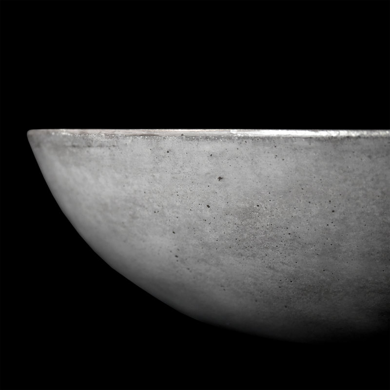 Morro Concrete Handmade Circular Vessel Bathroom Sink, Ash