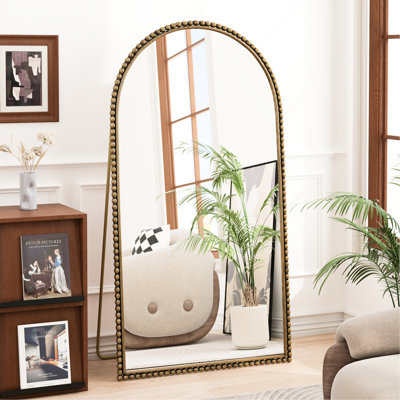 Elegant Gold Full Length Arch Mirror With Firm Supporting Feet For Bedroom & Living Support A Graceful Room Look