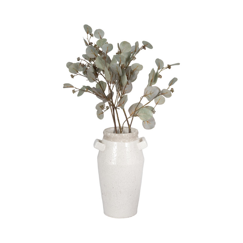 Handmade Ceramic/Porcelain Table Vase, Overall Height- 14" H, Blue/Tan