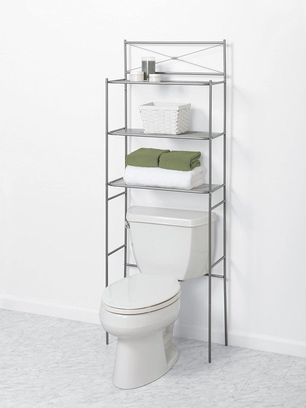 Osazee Freestanding Over the Toilet Storage, Satin Nickel