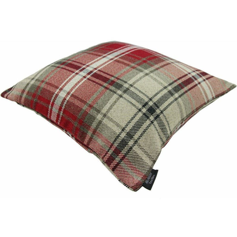 Griffith Plaid Square Cushion, 49 x 49cm, Red