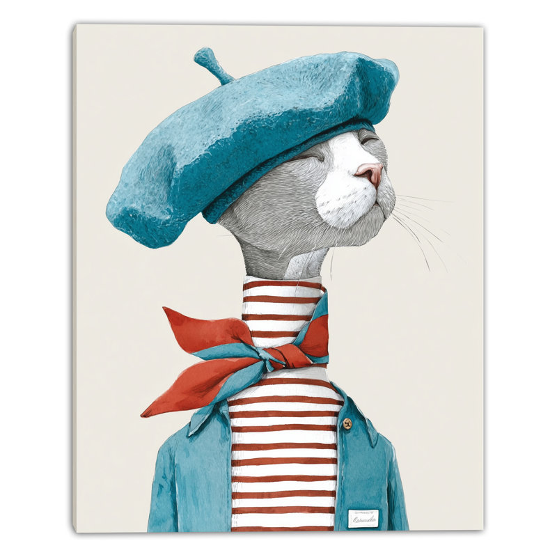 «Paris Cat Portrait», art mural sur toile tendue, H 36 po x l 24 po x P 1,5 po