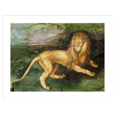 Lion (w/c on paper) by Albrecht Dürer -Framed Giclee Print