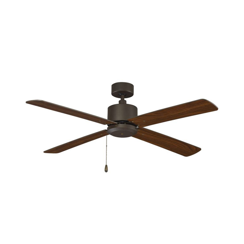 Ventilateur de plafond 52 pales 52 po Aldea IV finition bronze huilé et finition noyer, Bronze frotté à l'huile