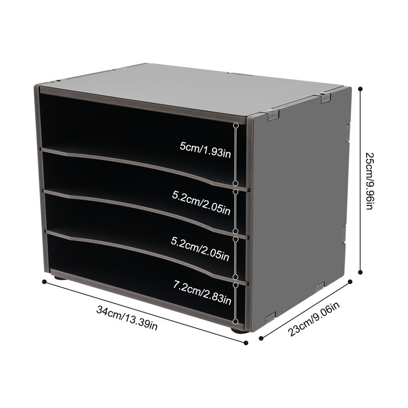 Niamarie 2pcs 4-layer Stackable Desktop File Organizer, Black