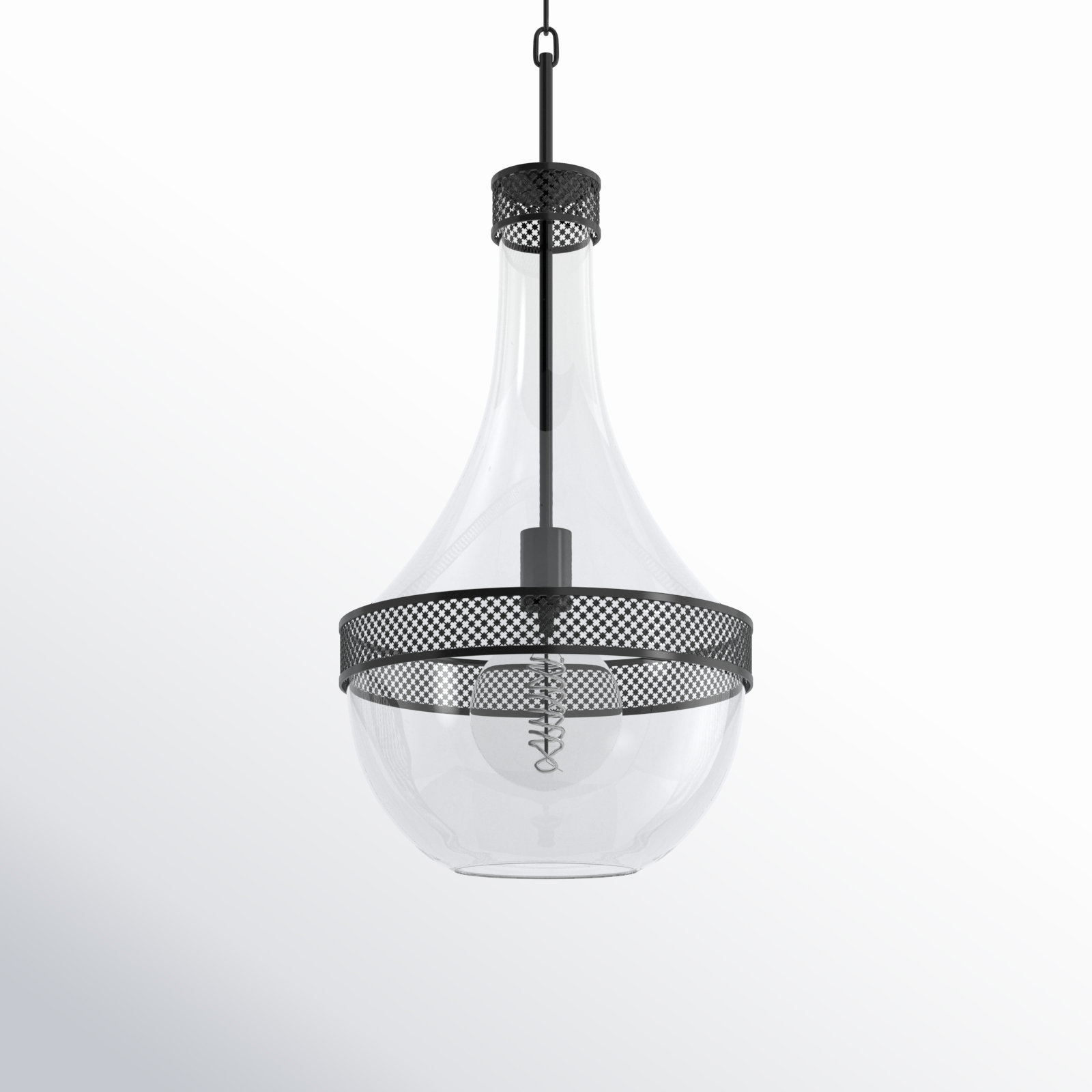 Twain Single Light Pendant, Aged Brass, 29.25" H x 14" W x 14" D
