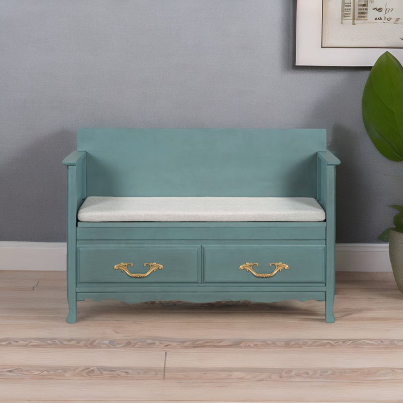 Banc à chaussures avec coussin amovible, Turquoise antique
