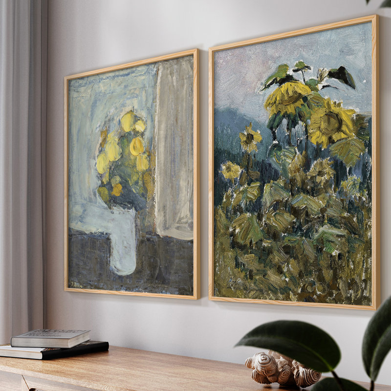 «Vintage Floral XXXIV», 2 pièces sur papier, Naturel, H 14 po x l 22 po