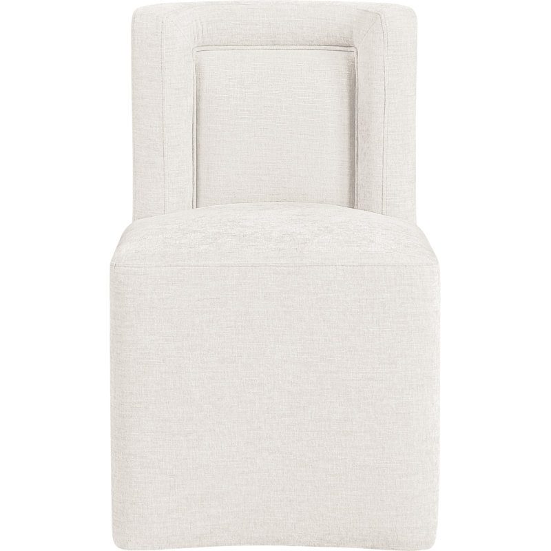 Chaise rembourrée Duvina, Tissu chenille crème