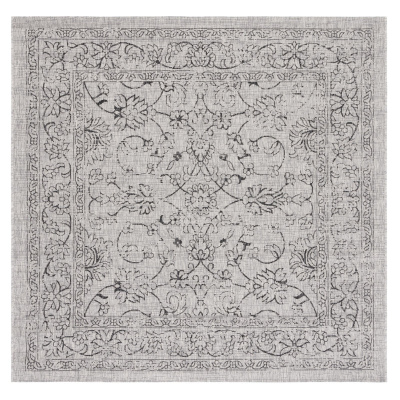 Tapis oriental intérieur / extérieur Antavis Performance, Black/Grey, Carré 6 pi 7 po
