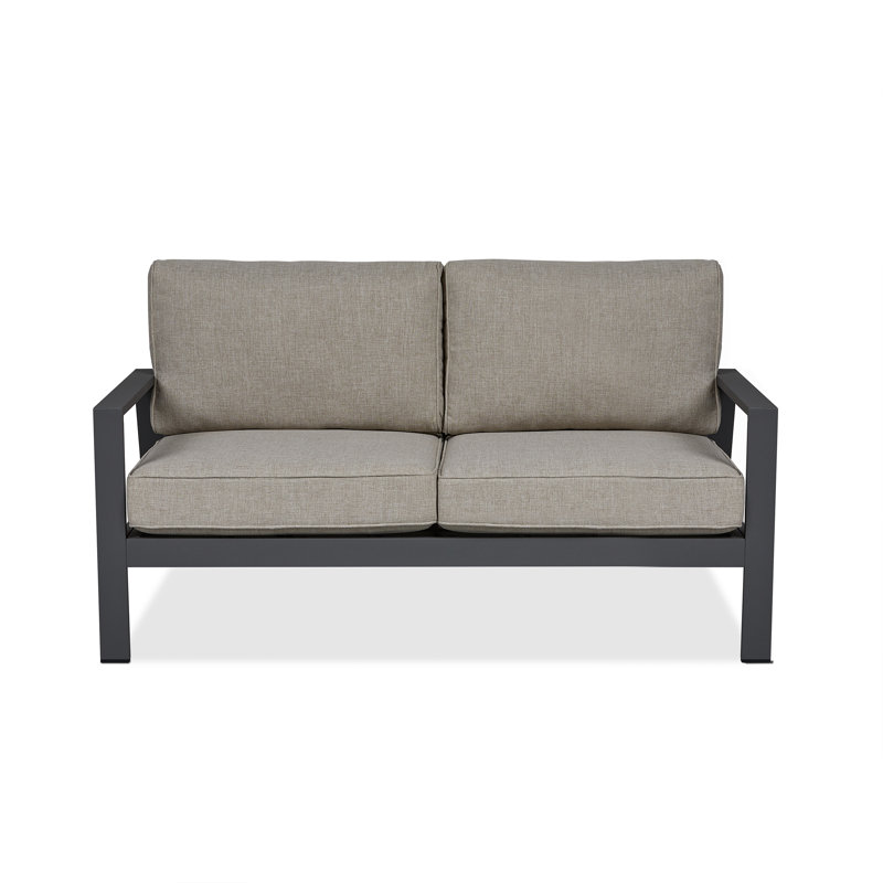 Aegean 55" Tan Cushioned Aluminum Outdoor Loveseat