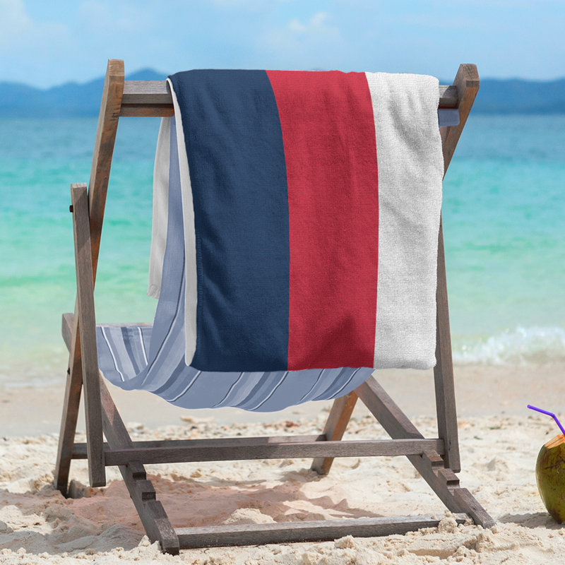 Lightweight Beach Towel, Blue/Red/White, Microfiber