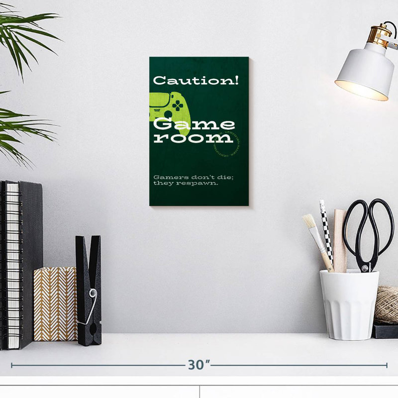 Kema Caution Game Room Wall Sign, 12" H x 8" W