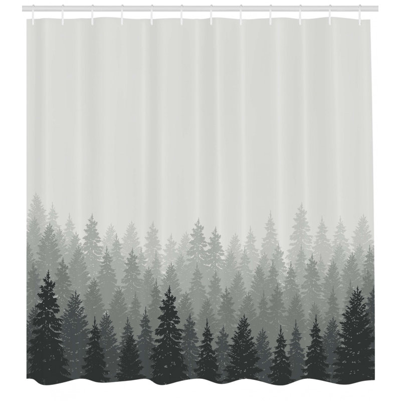 Ensemble de rideau de douche Forest + crochets, H 70 po x l 69 po
