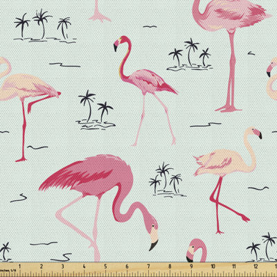 Cheneka Tropical Summer Exotic Flamingo Birds and Palms Multi-purpose Fabric