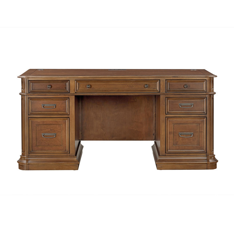Dagostino Executive Desk with Built in Outlets, Cherry