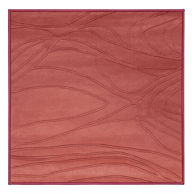Machine Washable Abstract Red Area Rug, Square 3'