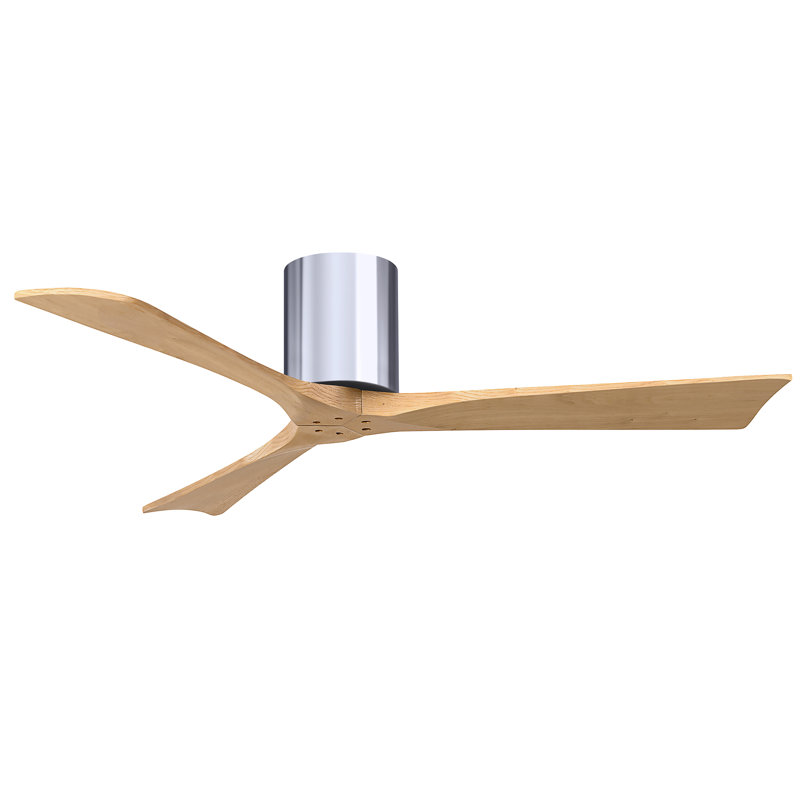 Ventilateur de plafond à 3 pales Olivier, Chrome poli, Ton érable clair, 52"