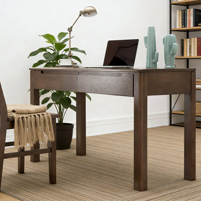 Bureau rectangulaire en bois massif avec tiroirs Walnut