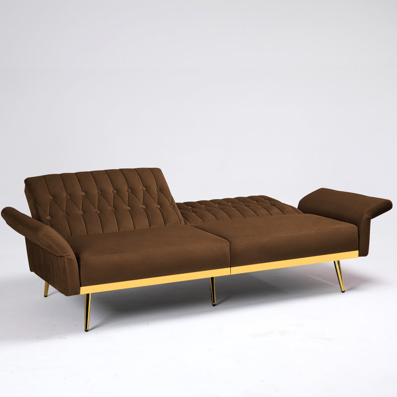 Somiya Upholstered 70'' Sleeper Sofa, Brown Velvet