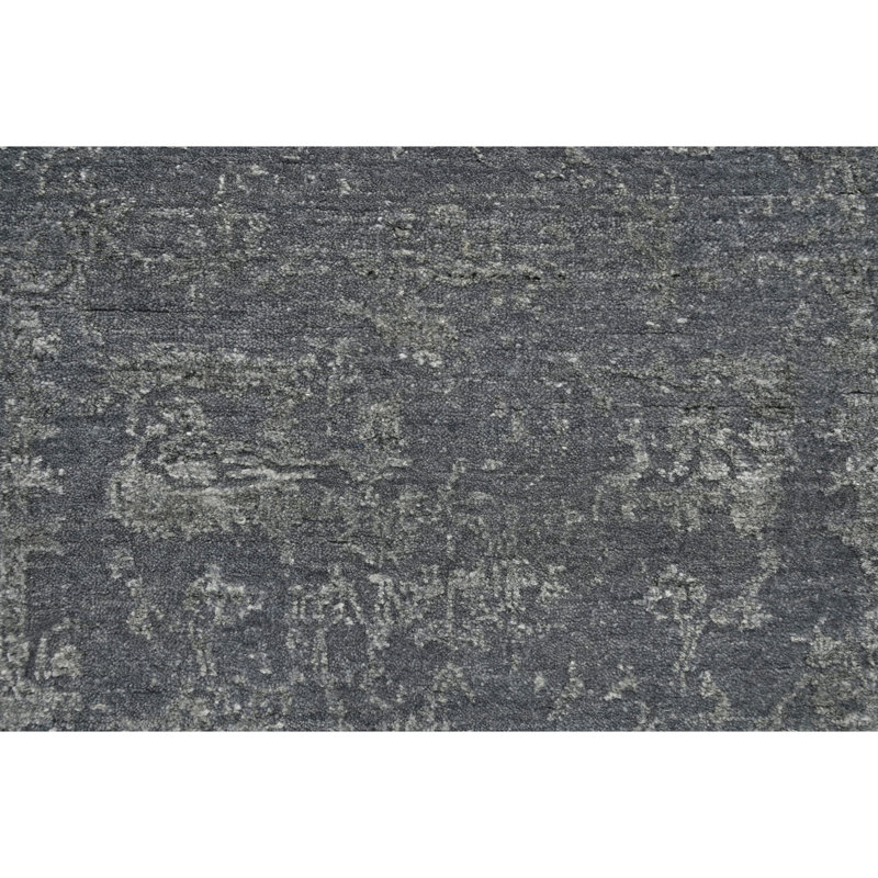 Hand Knotted Abstract Area Rug in Gray/Black