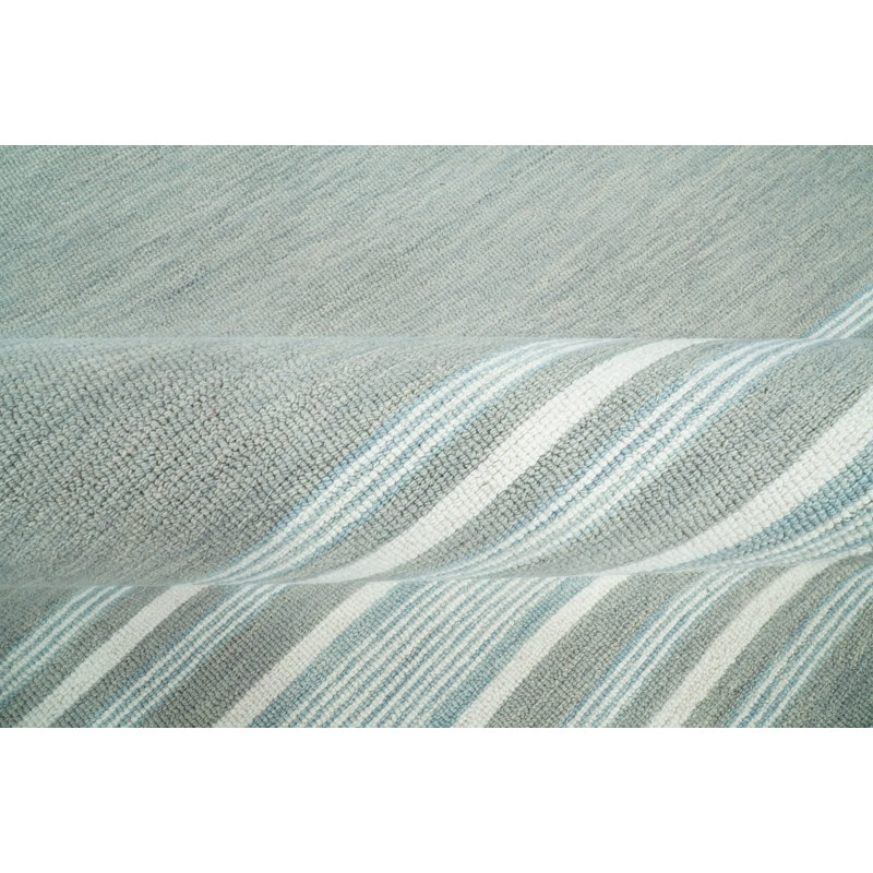 Ivory and Gray Tufted Wool 8' x 10' Handmade Area Rug