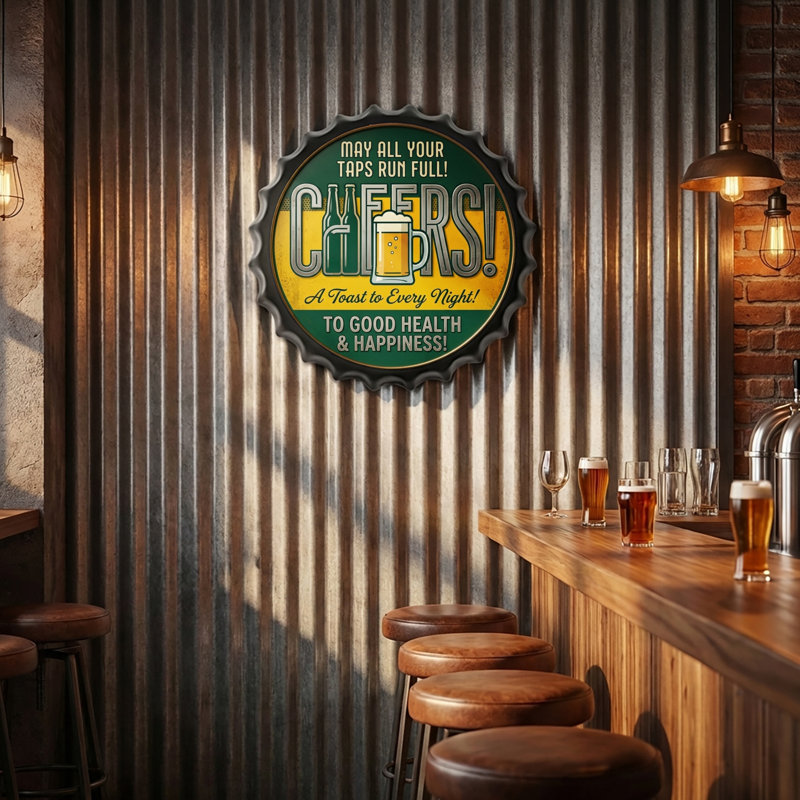 Bouchon de bière, capsules de bouteilles, plaques en métal, plaque murale, décor à la maison, 13,8 x 13,8 pouces