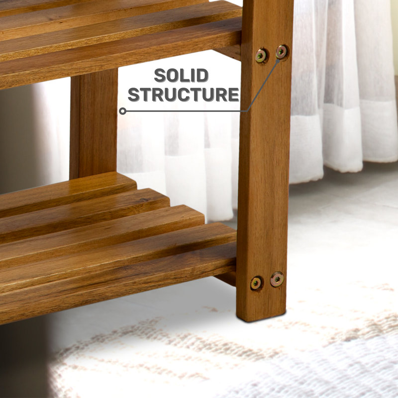 3-Tier Solid Wood Shoe Rack