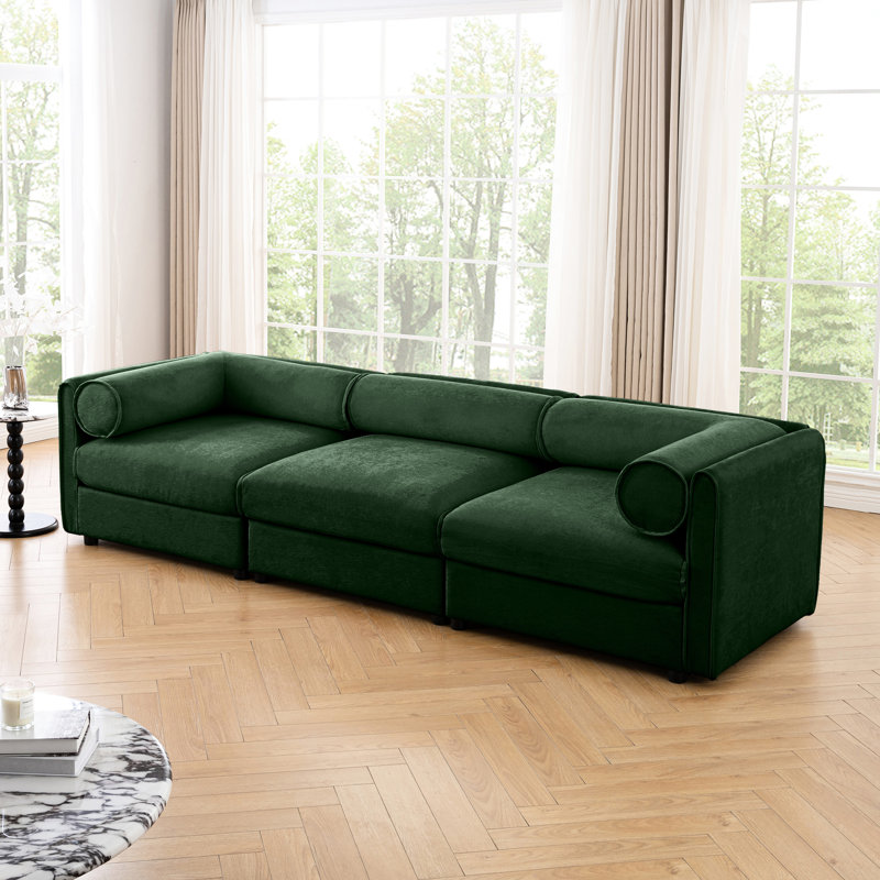 Canapé Ann Chenille avec compartiment de rangement caché: 3 luxueux tissu ergonomique Espace: cylindrique