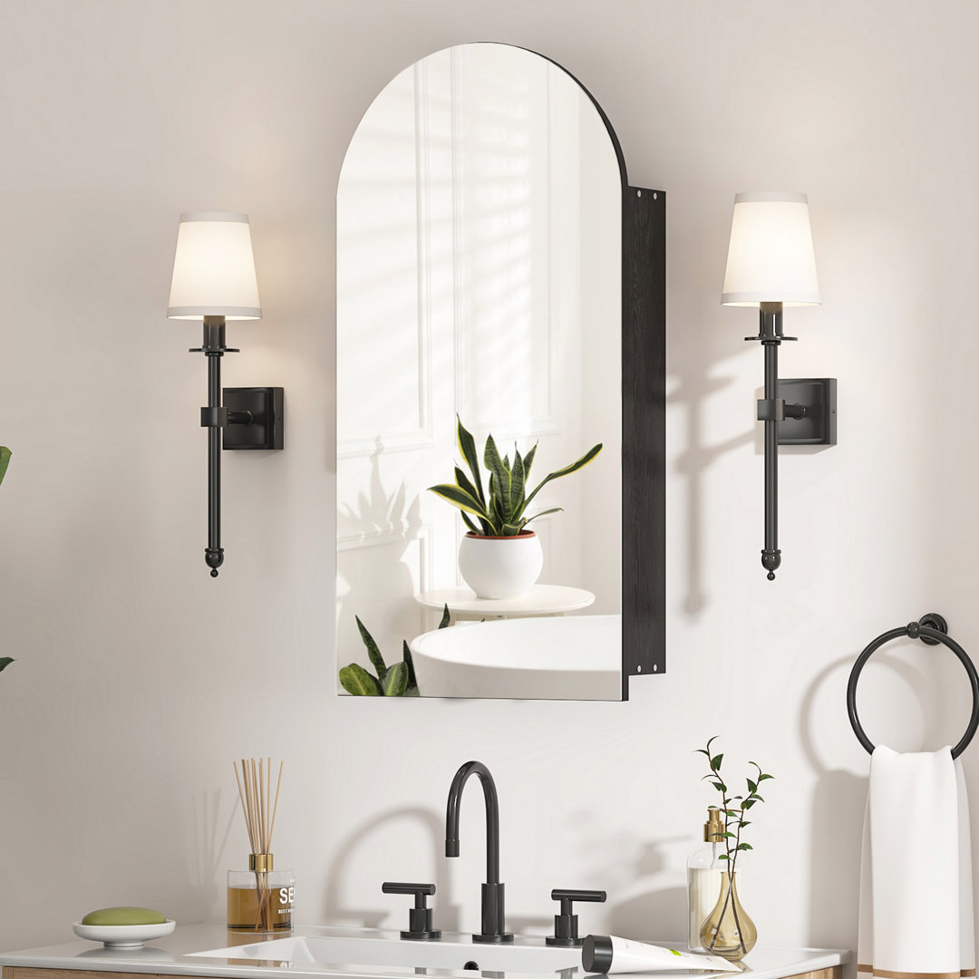 Aishwarya 40x80cm Arched Retro Mirror Cabinet with 3 Glass Shelves