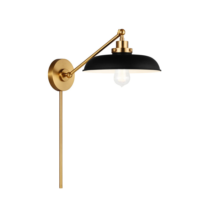 Wellfleet 1 - Light Armed Sconce, Burnished Brass, Midnight Black