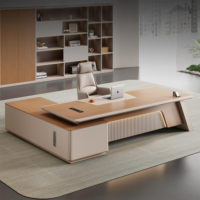 Bureau de luxe 94,49 "haut de gamme avec bandes lumineuses, H 29,53 po x l 94,49 po x P 62,99 po