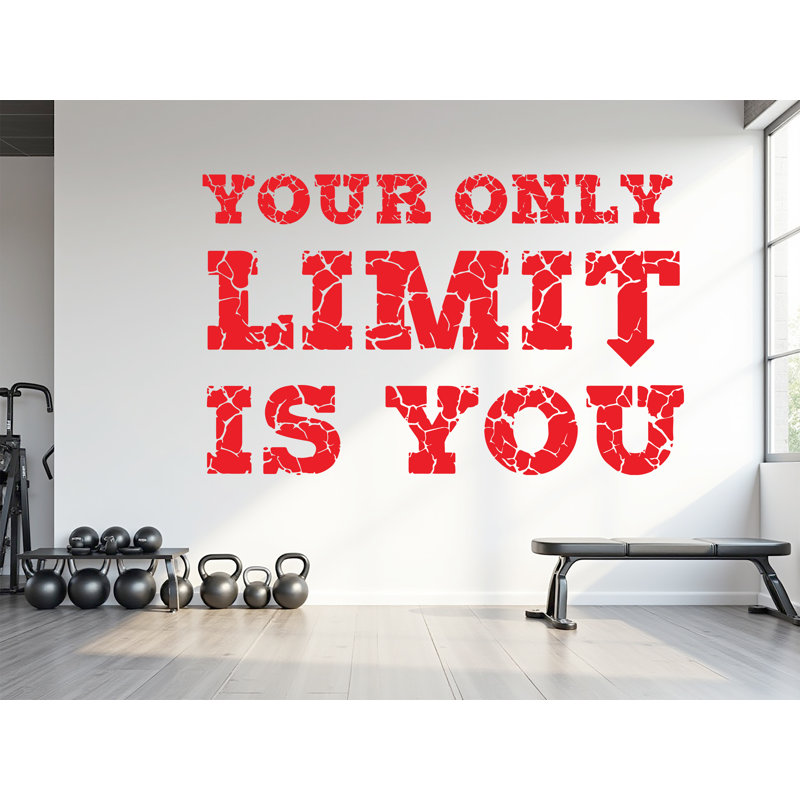 Décalcomanie murale "Your Only Limit Is You" - Citation de motivation, Blanc, H 20 po x l 17 po