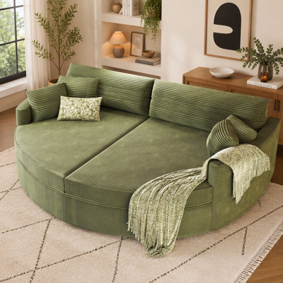102.3" Oversized Double Chaise Lounge Sofa with Deep Seat, Corduroy Upholstery & USB Charging Ports for Living Room