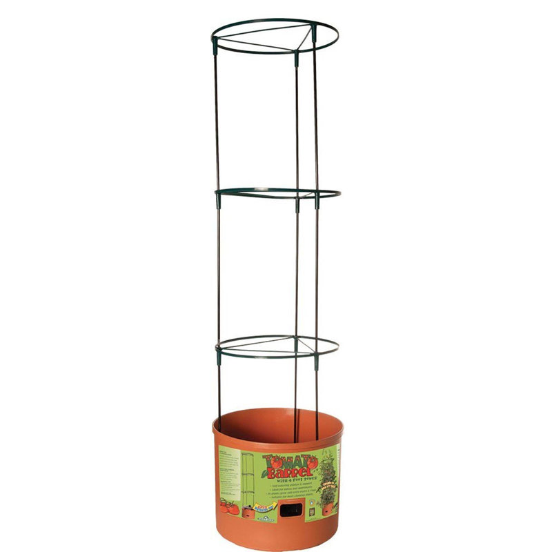 Hydrofarm Tomato Barrel Pot Garden Planting System with 4 Foot Trellis Tower