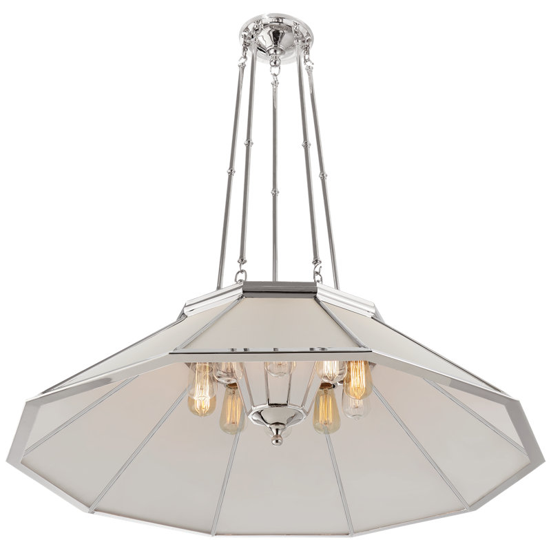 Rivington 10 - Light Chandelier, White Glass, Polished Nickel