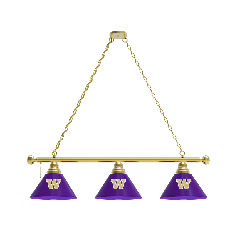 3 - Light Pool Table Lights Pendant, Brass, Washington Huskies