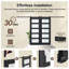 Porte de grange coulissante en verre givré pré-fini noir 5-Lite avec trousse de quincaillerie d'installation facile à installer / pas d'assemblage requis, porte double-126821545-126821546