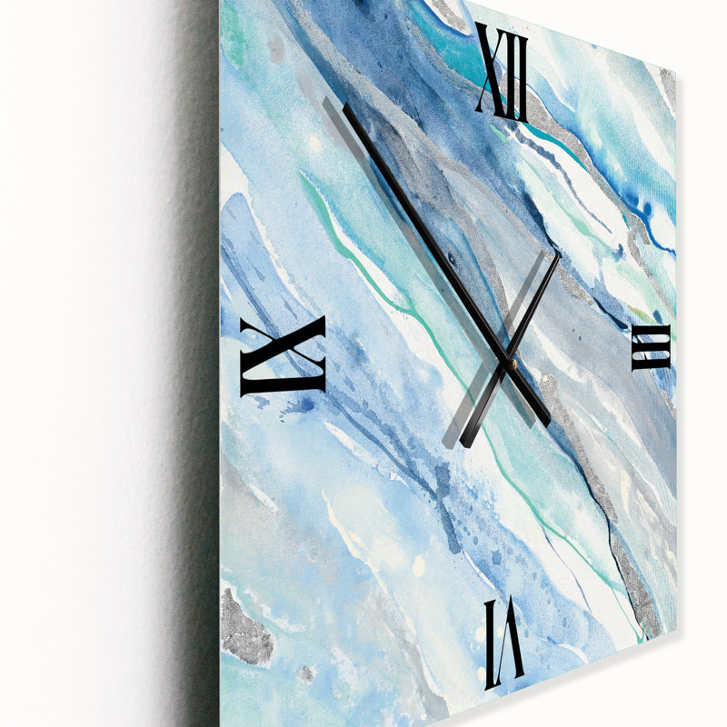 Horloge murale moderne Blue Silver Spring II, Moyen