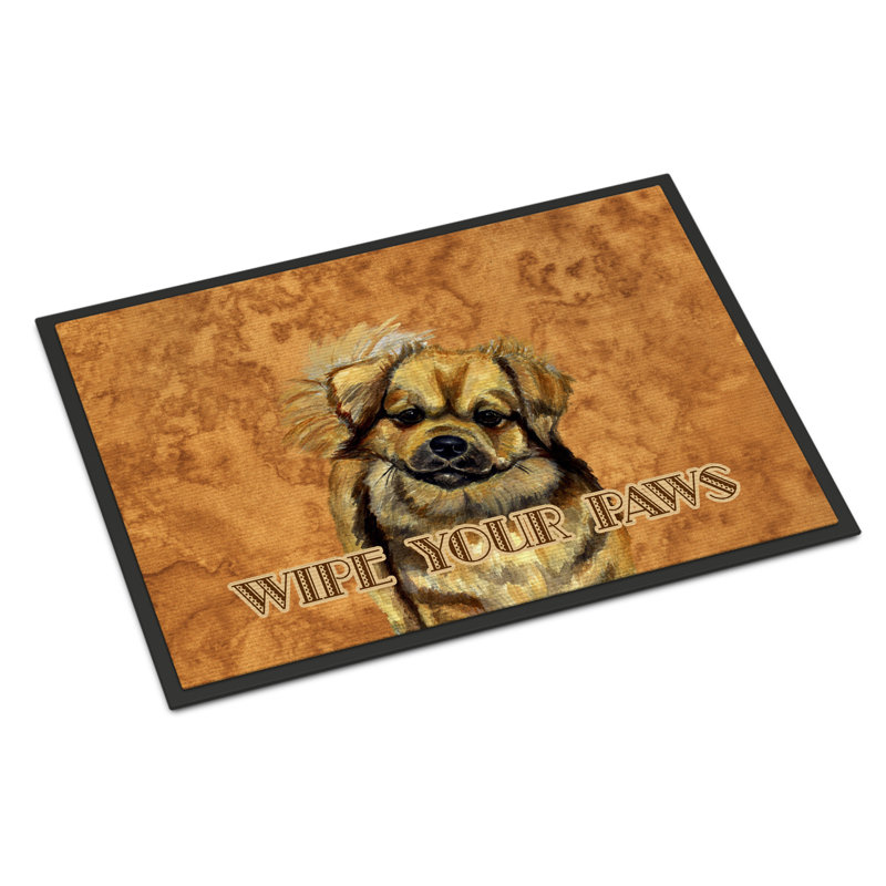 Tapis d'entrée / extérieur antidérapant Tibetan Spaniel, Rectangle 1 pi 6 po x 2 pi 3 po