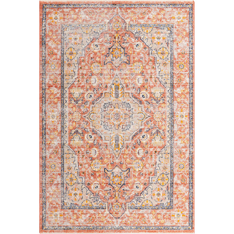 Alkire Oriental Area Rug, Rectangle 3'11" x 5'11", Brick Red