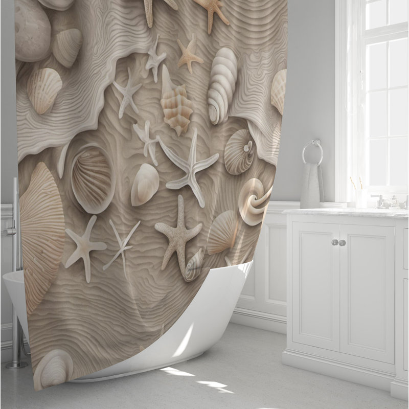 Rideau de douche Arisbel, L 70 po x L 93 po, Beige Lined Sand