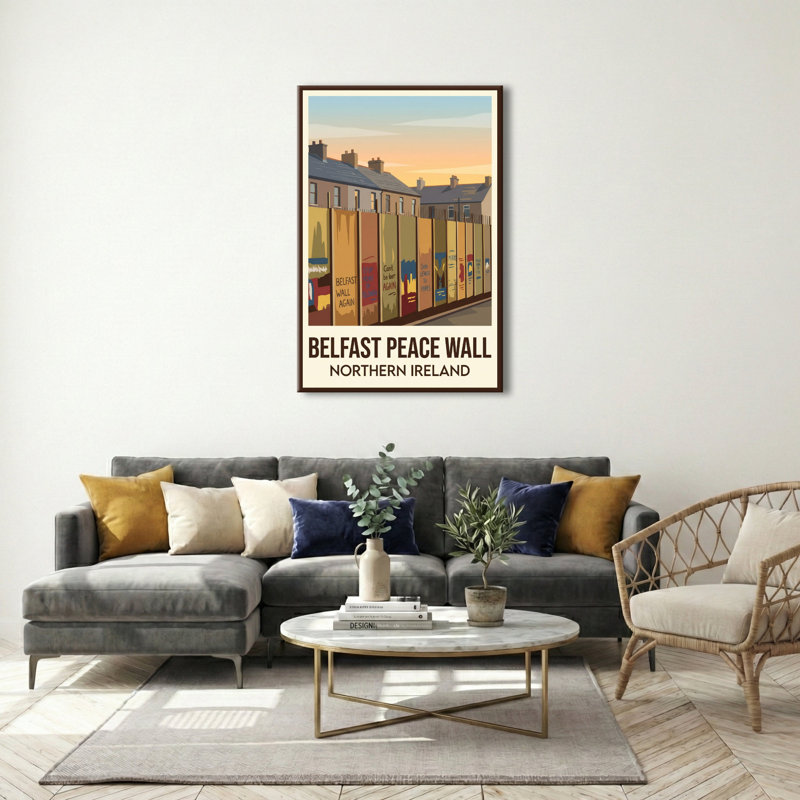 Belfast Peace Wall, Northern Ireland - Retro Travel Poster Of Hope, History And Romance. Giclee Print On Wrapped Canvas. Wall Art, Home Decor - Monuments & Sculptures, Northern Ireland - Wrapped Canvas Print