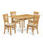 L'ensemble 5 pièces de table et chaises de cuisine comprend une table de salle à manger rectangulaire avec Dropleaf et 4 chaises rembourrées en tissu de lin, chêne-741723776-749268148-689759450
