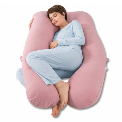  Pregnancy Pillows For Sleeping, Cooling U Shaped Body Pillow, Maternity Pillow For Pregnant Women With Silky Soft Cover, Pink
