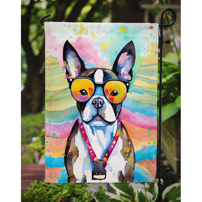 Drapeau de jardin Hippie Dawg, Boston-terrier